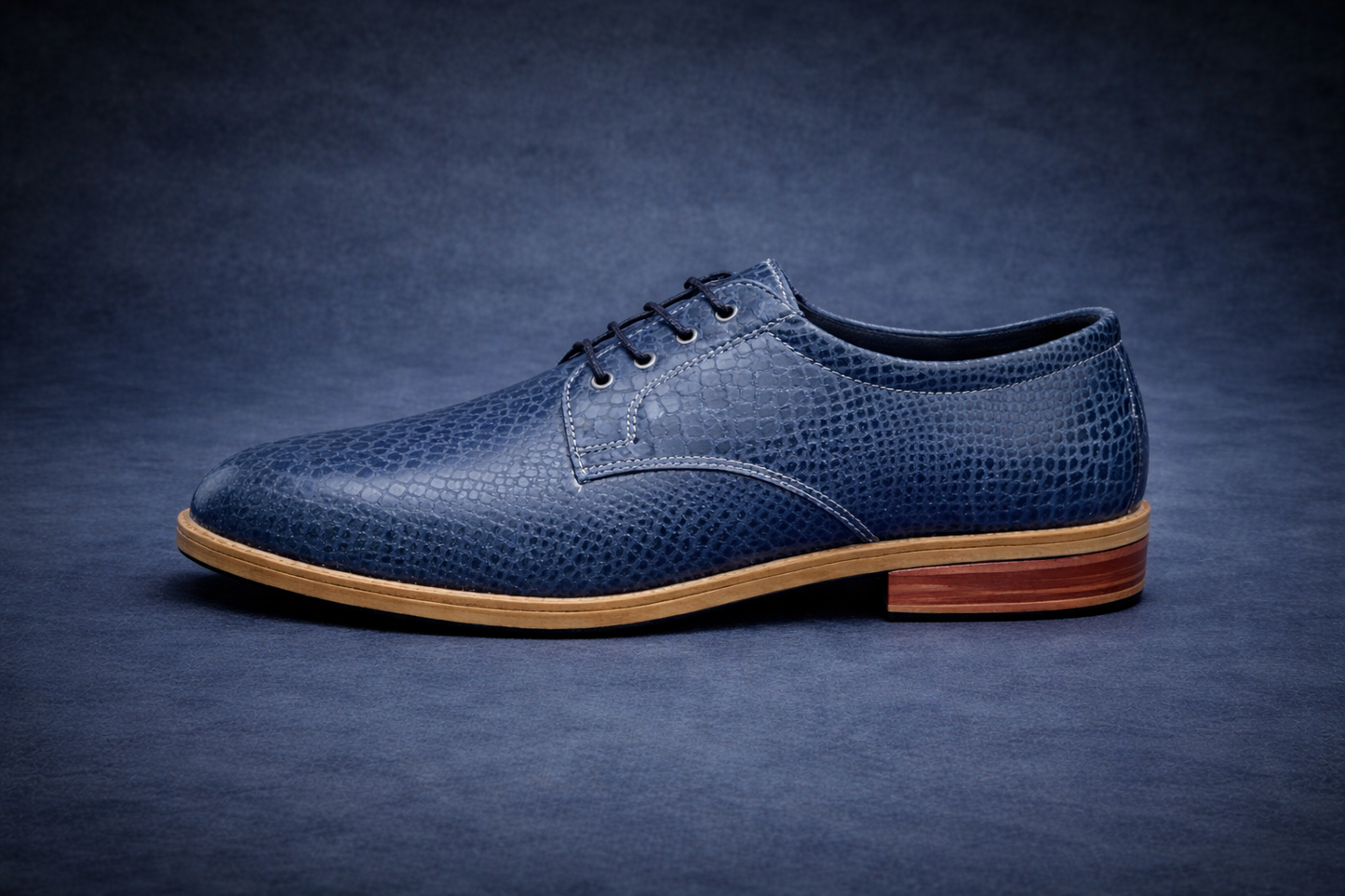 FOSSIL Malayopython Blue Textured Leather Derby Shoes for Men - Kyoto Boots