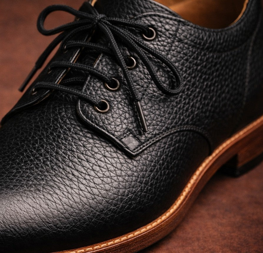 Black Ronin Premium Black Leather Derby Shoes for Men - Kyoto Boots