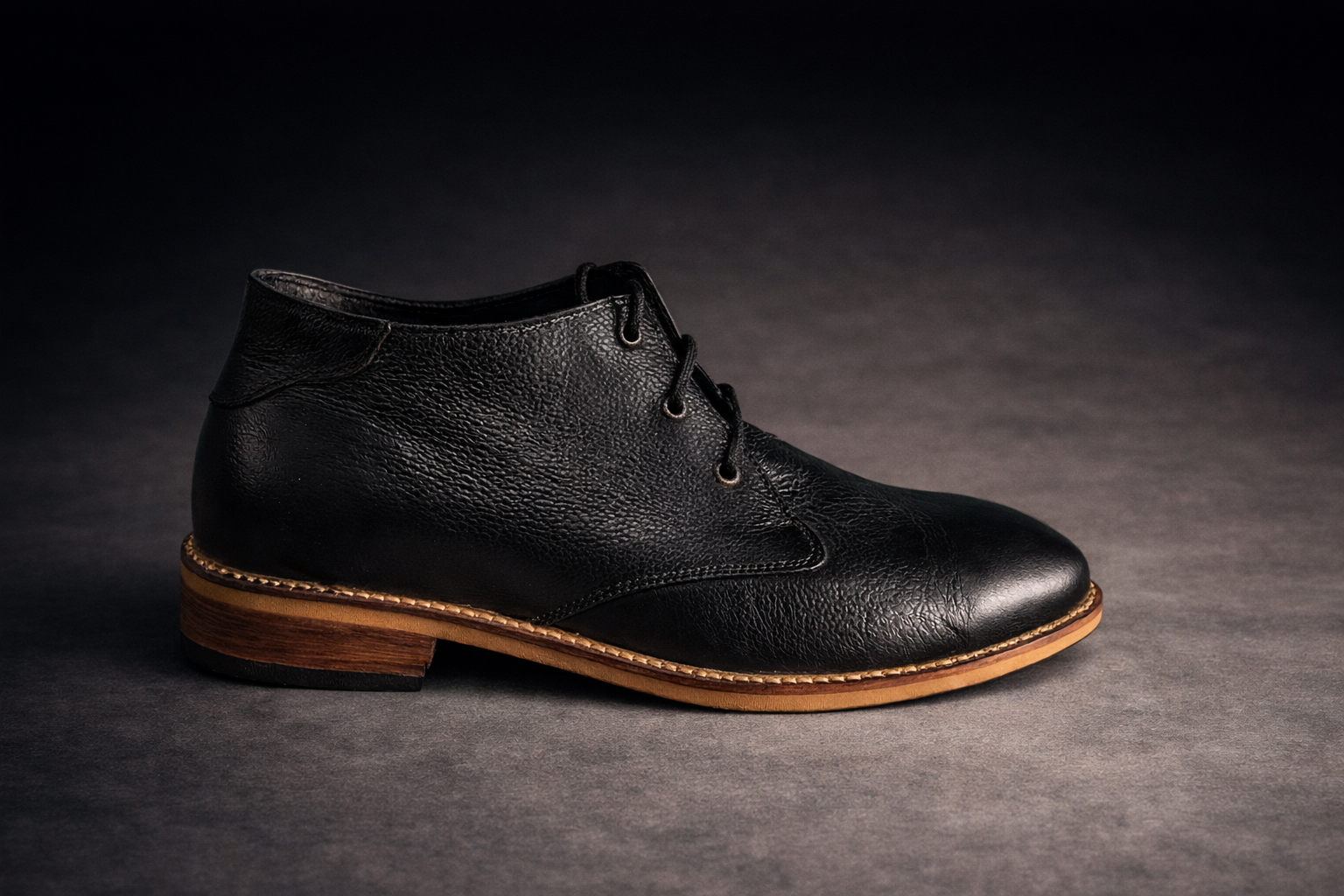 Black Ronin Long Premium Black Leather Derby Shoes for Men - Kyoto Boots