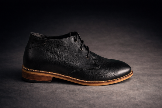 Black Ronin Long Premium Black Leather Derby Shoes for Men - Kyoto Boots