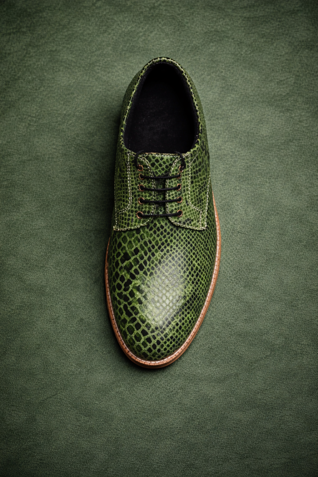 FOSSIL Ahaetulla nasuta Green Textured Leather Derby Shoes for Men - Kyoto Boots