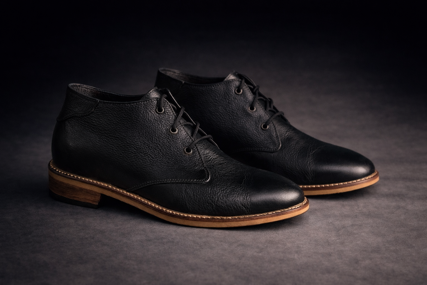Black Ronin Long Premium Black Leather Derby Shoes for Men - Kyoto Boots