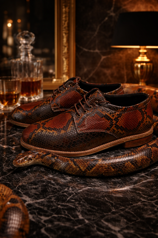 FOSSIL Epicrates Cenchria Black Brown Textured Leather Derby Shoes for Men - Kyoto Boots