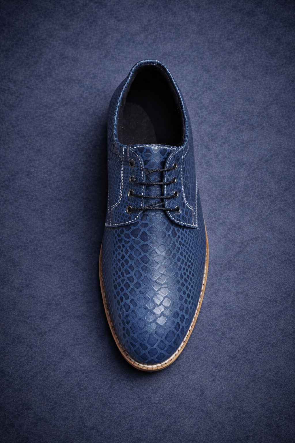 FOSSIL Malayopython Blue Textured Leather Derby Shoes for Men - Kyoto Boots